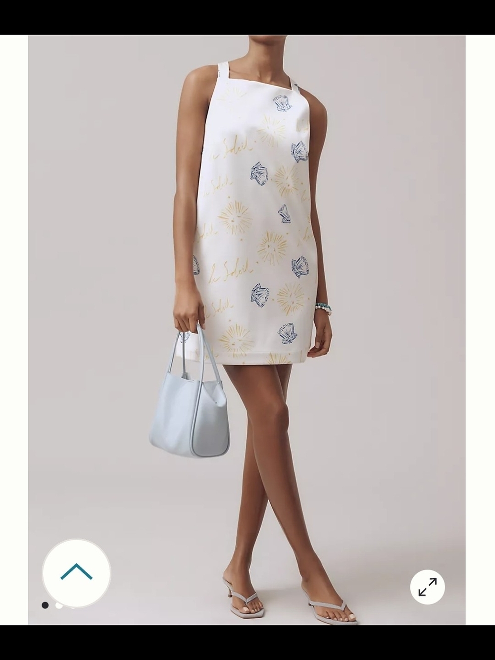 Anthropologie x Nephthys Illustrated Sleeveless Nautical Satin Mini Shift Dress